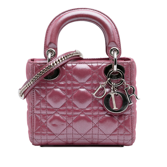 Pre-Loved Dior Mini Iridescent Lambskin Cannage Lady Dior - Picture 1 of 10